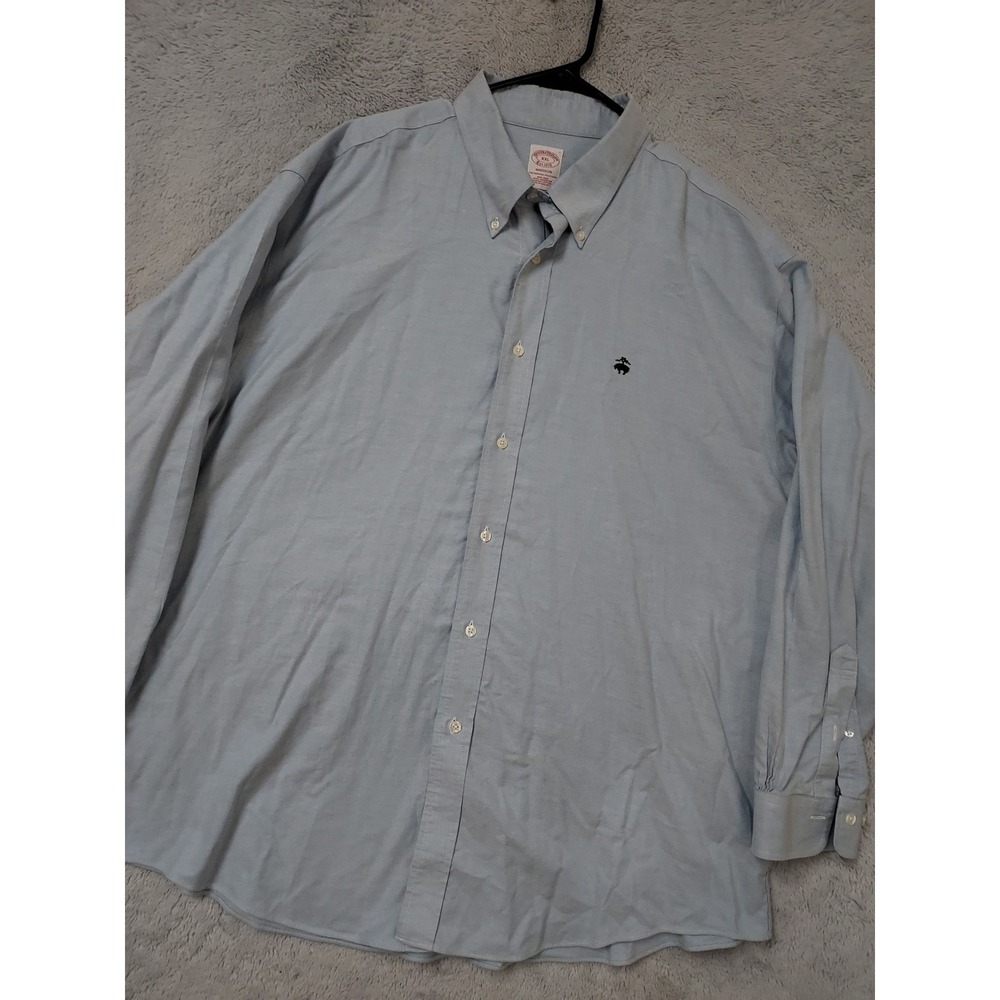 Brooks Brothers Shirt Mens XXL 2XL Oxford Madison Non Iron Supima Cotton Blue